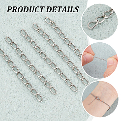304ステンレススチールカーブチェーンエクステンダー120個  ステンレス鋼色  22~25mm  リンク：3x1.6x0.4mm&nbsp;STAS-UN0059-36P