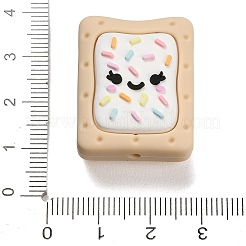 食品グレードの環境に優しいシリコーンビーズ  ビスケット  ホワイト  29x23x13mm  穴：2mm&nbsp;SIL-I022-05A