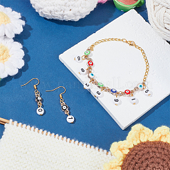 Evil Eye CCB Enamel Pendant Locking Stitch Markers with Acrylic Number Bead&nbsp;HJEW-AB00105