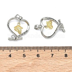 真鍮チャーム  卒業帽チャーム付きハート  長持ちメッキ  プラチナ  19x17x3mm  穴：4.5x2mm&nbsp;KK-A294-17P