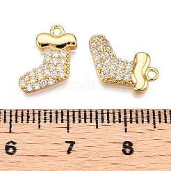 Christmas Theme Brass Micro Pave Clear Cubic Zirconia Charms&nbsp;X1-KK-T073-17G