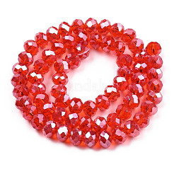 電気メッキガラスビーズセット  パール光沢メッキ  多面カット  ロンデル  レッド  2.9~3.3x2mm  穴：0.8mm  約135~140個/連  32~34cm&nbsp;EGLA-A034-T2mm-A27