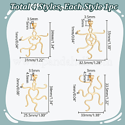 4Pcs 4 Styles Brass Pendant Cabochon Settings&nbsp;KK-PH0010-44G