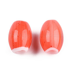 手作りランプワークビーズ連売り  オーバル  トマト  10.5~11.5x7.5~8mm  穴：1.2~2mm  約34~37個/連  15.75インチ〜15.94インチ（40~40.5cm）&nbsp;LAMP-N023-004-10