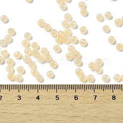 ガラスシードビーズ  セイロン  丸い穴  ラウンド  ナバホホワイト  4x3mm  穴：1.2mm  7650個/ポンド&nbsp;SEED-H002-H-1308