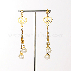 Retro Heart Tassel 201 Stainless Steel Stud Earrings&nbsp;LE0057