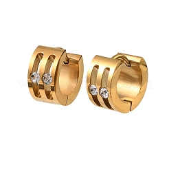 304ステンレススチール製キュービックジルコニアフープピアス（女性用）  ゴールドカラー  13.5x7mm&nbsp;SA-CBAF36C-02B-G