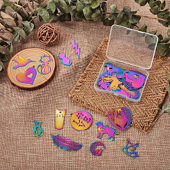 36Pcs 18 Styles PVD Vacuum Plating 201 Stainless Steel Pendants&nbsp;STAS-CW0001-02
