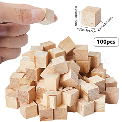 彫刻用の未完成の木材DIY素材100個  バスウッドブロック  キューブ  アンティークホワイト  15x15x15mm&nbsp;WOOD-SP0001-45