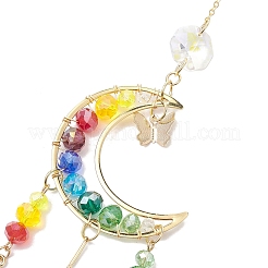 Glass Beads Wire Wrapped Brass Moon Hanging Ornaments&nbsp;HJEW-TA00212