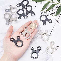 屋外テントキャノピーネイル防風ロープバックル  カタツムリタイプ滑り止めバックル  スリーアイステンレススチールクイックアジャストプレート  電気泳動ブラック＆ステンレススチールカラー  48x37x2.5mm  穴：5mm＆8mm＆18mm  2色  6個/カラー  12個/箱&nbsp;STAS-UN0013-61