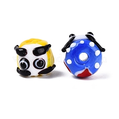 手作りランプワークビーズ  コラム＆漫画風の顔  ミックスカラー  11.5~13x13~15.5x14~16mm  穴：2~3mm&nbsp;LAMP-N042-06