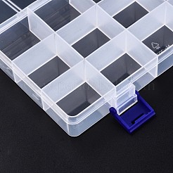 ポリプロピレン（pp）ビーズ貯蔵容器  15コンパートメントオーガナイザーボックス  ヒンジ付き蓋付き  長方形  透明  21.7x11x3cm  コンパートメント：3.4x4.1センチメートル&nbsp;CON-S043-018