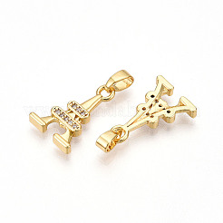 Brass Micro Pave Cubic Zirconia Pendants&nbsp;KK-T070-89G