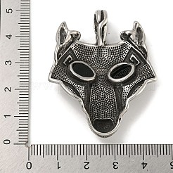 316サージカルステンレススチールマイクロパヴェキュービックジルコニアペンダント  キツネ  ブラック  47x38.5x7mm  穴：5x9mm&nbsp;STAS-Z073-119AS