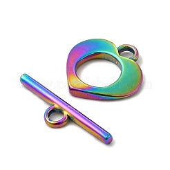 イオンプレーティング（IP）304ステンレススチールマンテル  ハート  虹色  ハート：16x16x2mm  穴：2.5mm  8mm内径  バー：22x5.5x2mm  穴：2.5mm&nbsp;STAS-F290-07MC