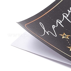 誕生日のテーマステッカー  紙粘着ステッカー  お誕生日おめでとうという言葉の長方形  ブラック  15x6x0.01cm  50枚/袋&nbsp;DIY-B041-22A