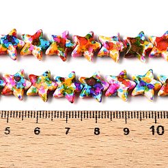 スプレープリント合成ターコイズビーズ連売り  染め  スター  オレンジ  10~10.5x11.5x4mm  穴：1mm  約43個/連  14.88''（37.8センチメートル）&nbsp;UNKW-T001-11D