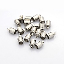 変色しにくい201ステンレススチールコードエンド  エンドキャップ  ステンレス鋼色  10x6mm  穴：2mm  内径：5mm&nbsp;STAS-N034-05