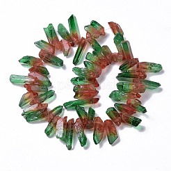 天然水晶染色ビーズ連売り  ナゲット  15~45x10~15x8~10mm  穴：1mm  約36~37個/連  32.5~33cm&nbsp;G-I345-02B