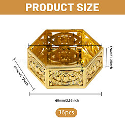 プラスチック製のキャンディーボックス  キャンディー用の中空花型六角形ケース  ゴールドカラー  6x6.9x3.2cm&nbsp;CON-WH0086-230