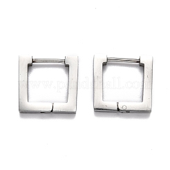変色しにくい304ステンレススチールスクエアフープピアス  ステンレス鋼色  14x14.5x3mm  ピン：1mm&nbsp;STAS-H156-09B-P