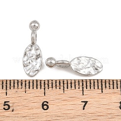 ステンレスペンダント201個  槌目模様の楕円形チャーム  ステンレス鋼色  15.5x5x1.2~4.5mm  穴：1.8mm&nbsp;SA-CBAC839-01P-B