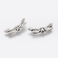 チベット風合金ビーズ  鉛フリー＆カドミウムフリー  トンボ  アンティークシルバー  7x19x2.5mm  穴：1.5mm&nbsp;LS-TIBEP-GC055-AS-RS