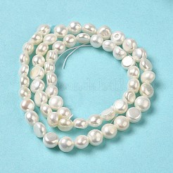 天然養殖淡水パールビーズ連売り  研磨両側  グレード3 A  パパイヤホイップ  7~7.5x7~7.5x6~7mm  穴：0.5mm  約49個/連  12.80~12.99インチ（32.5~33cm）&nbsp;PEAR-E017-05