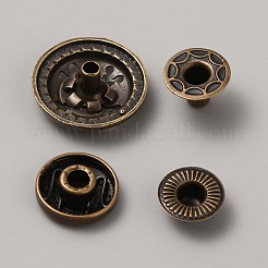 合金スナップボタン  綿パッデッド服コートダウンジャケットバックル  花付きフラットラウンド  アンティークブロンズ  17x7mm  4個/セット&nbsp;FIND-WH0421-74H