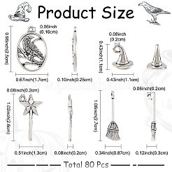 80pcs4スタイルチベットスタイル亜鉛合金ペンダント  鉛フリー＆カドミウムフリー  混合形状  アンティークシルバー  11~27x8.7~17x2~3mm  穴：1.6~2mm  20個/スタイル&nbsp;TIBEP-YW0012-43