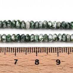 天然グリーンスポットジャスパービーズ連売り  多面カット  ロンデル  3.5~4x2~2.5mm  穴：0.7~1mm  約161~170個/連  14.69~15.35''（37.3~39センチメートル）&nbsp;G-T141-41