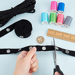 10ヤードのポリエステル編みリボンをDIY  3ヤードのコットンリボン付き  衣類用アクセサリー  ブラック  3/4インチ（20mm）  1/8インチ（3mm）&nbsp;SRIB-BC0001-07