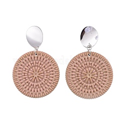 アクリルスタッドのピアス  真鍮製のスタッドピアスのパーツとプラスチック製のピアスキャッチ付き  フラットラウンド  プラチナ  ミックスカラー  72mm  ピン：0.8mm&nbsp;EJEW-JE03488
