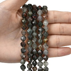 天然のアフリカブラッドストーンビーズ連売り  スターカットラウンドビーズ  多面カット  7~8x7~8x7~8mm  穴：1mm  約46~47個/連  14.72''~15''（37.4~38.1センチメートル）&nbsp;G-Z119-A28-02