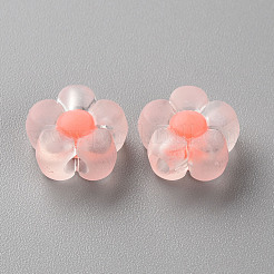 透明なアクリルビーズ  艶消し  二層ビーズ  花  鮭色  12x12.5x6mm  穴：2.5mm  約893個/500g&nbsp;TACR-S152-06C-SS2109