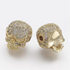 Brass Micro Pave Cubic Zirconia Beads&nbsp;ZIRC-F041-18