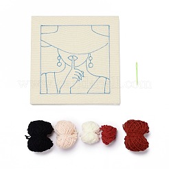 セクシーな女の子のパンチ刺繡用品キット  取扱説明書付き  刺繍生地と無垢材のフレーム  プラスチック針と6色の糸  ミックスカラー  16~263x1.3~263x2.5~18mm&nbsp;DIY-H155-09