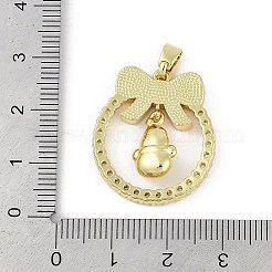 Christmas Theme Rack Plating Brass Micro Pave Cubic Zirconia Pendants&nbsp;KK-U032-14G-03
