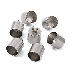 変色しにくい滑らかな表面の201ステンレススチールコードエンド  エンドキャップ  ステンレス鋼色  15x11mm  穴：3.5mm  10mm内径&nbsp;LS-X-STAS-R063-97
