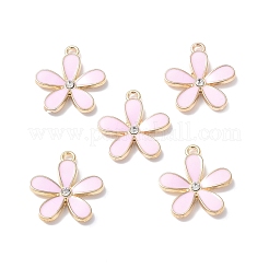 合金エナメルチャーム  鉛フリー＆カドミウムフリー  ライトゴールド  花のチャーム  ミックスカラー  20x18x2.5mm  穴：1.8mm&nbsp;ENAM-O049-02G