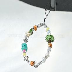 アクリル、樹脂、磁器、合成水晶の携帯ストラップ  ミックスカラー  18cm&nbsp;HJEW-FS00001