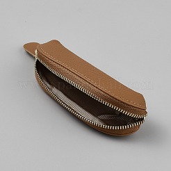 ミニレザージッパー小銭入れ  長方形  コーヒー  37.5x130x27mm&nbsp;AJEW-WH20080-35B