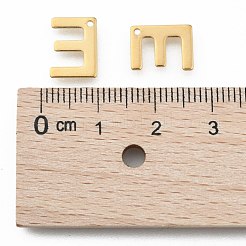 304ステンレススチールチャーム  文字.e  18KGP本金メッキ  11x8x0.8mm  穴：1mm&nbsp;X-STAS-P141-E