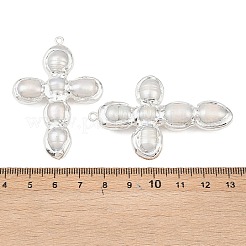 天然真珠の大きなペンダント  真鍮パーツ  クロスチャーム  ホワイト  プラチナ  54~58x35~37x9~10mm  穴：1.8~2mm&nbsp;KK-H516-19P