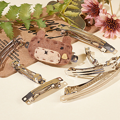 アイアン製ヘアバレッタパーツ  フランスヘアクリップパーツ  プラチナ  39~97x6~10x5~9mm  穴：2~3mm  60個/セット&nbsp;IFIN-PH0024-37P