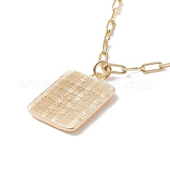 Brass Rectangle with Initial Letter Pendant Necklace with Paperclip Chains for Men Women&nbsp;NJEW-JN04007
