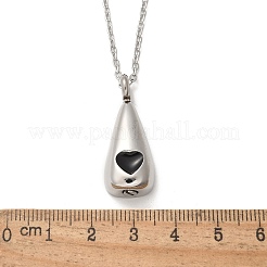 304 ステンレススチール ブラックエナメル ハート ティアドロップ 記念品 遺灰 メモリアルネックレス  ステンレス鋼色  21.85インチ（55.5cm）&nbsp;NJEW-P326-06P