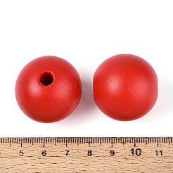 木材ヨーロッパのビーズ  マットなスタイル  大穴ビーズ  ラウンド  レッド  28.5~30mm  穴：4.5~6.5mm&nbsp;WOOD-M014-01A-01