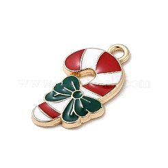 クリスマス合金エナメルペンダント  ゴールドカラー  キャンディー棒  22x13.5x2mm  穴：2mm&nbsp;FIND-H055-17A-G01